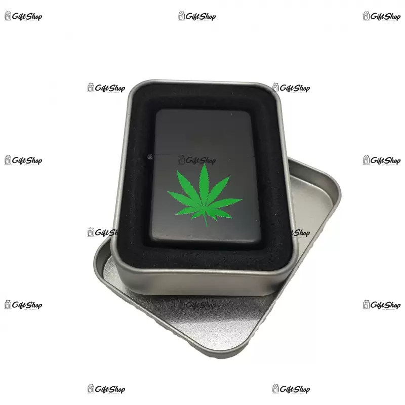 Marijuana black, bricheta gen zippo metalica model 9